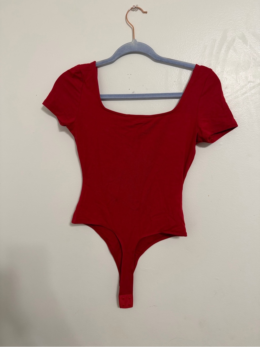 Mango Red Scoop-Neck Short Sleeve Bodysuit with Tag